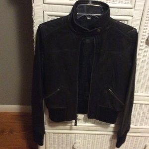 Like new Express black leather bomber jacket